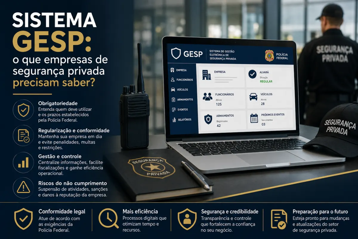 Gestão de informações no Sistema GESP para segurança privada.